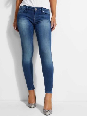 Indigo Wash Guess Power Skinny Women's Jeans | 3095-TLAVS