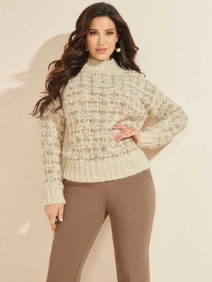 Khaki Brown Guess Cecilia Women's Sweaters | 7163-QUZHF
