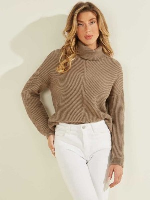 Khaki Guess Doni Turtleneck Women's Sweaters | 6274-YWCIS