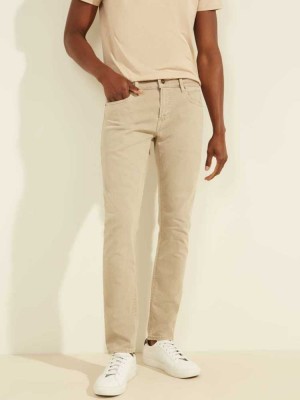 Khaki Guess Dyed Skinny Men's Jeans | 0293-XBGNW