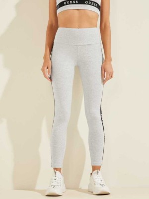 Khaki Guess Eco Logo Tape Women's Leggings | 1698-YLVXO