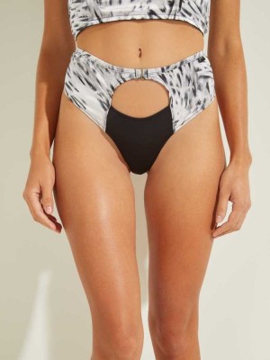 Leopard Black Guess Addie Brazilian Thong Women's Underwear | 1675-TZIXF