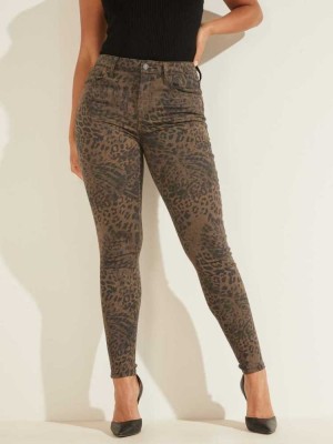 Leopard Guess Eco Ghost Leaf Skinny Women's Jeans | 6259-ZMEAY