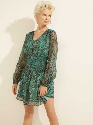 Leopard Guess Eco Laureen Women's Dresses | 8306-GUMDA