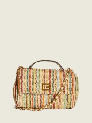 Light Beige Guess Kimi Small Convertible Women's Crossbodies | 5904-XFHKO
