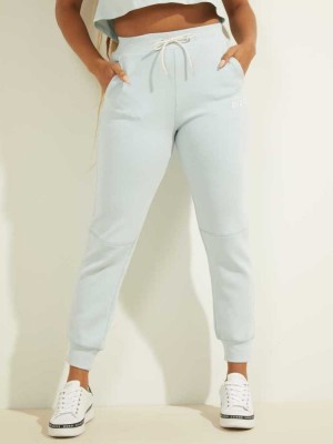 Light Blue Guess Contrast Logo Women's Joggers | 4760-NOHTY