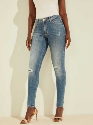 Light Blue Guess Eco Sexy Curve Destroyed Women's Jeans | 8946-HDQJP
