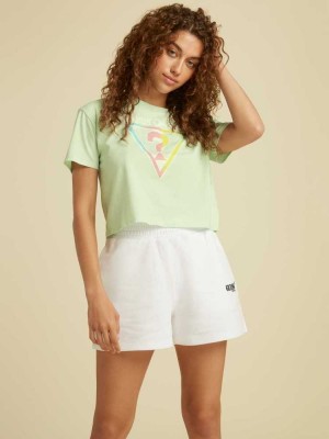 Light Blue Guess Originals Cropped Vintage Women's T-Shirts | 0326-OTQCX