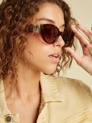 Light Blue Guess Originals Oval Women's Sunglasses | 5830-GWREL