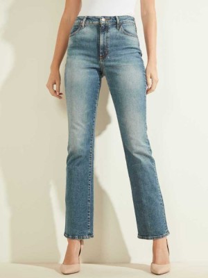 Light Blue Guess Sky-High Bootcut Women's Jeans | 0495-OSBAK