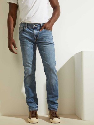 Light Blue Guess Slim Straight Men's Jeans | 7638-QVHMA