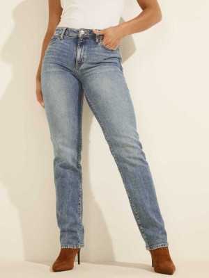 Light Blue White Guess 1981 Straight-Leg Women's Jeans | 7168-YCMDL
