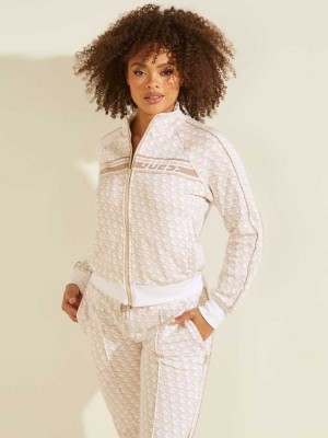 Light Brown Guess Brianna Zip-Up Women's Jackets | 8104-XAJZD