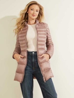Light Brown Guess Natasha Packable Down Women's Jackets | 2875-MYGOA