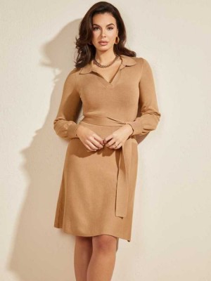 Light Coffee Guess Brooklyn Women's Dresses | 9476-KXMVG