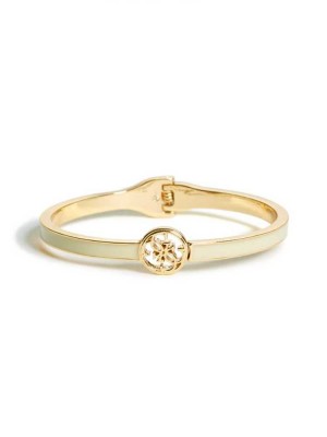 Light Gold / Brown Guess Enamel Logo Bangle Women's Ring | 6790-NDEKV