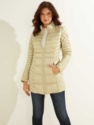 Light Green Guess Natasha Packable Down Women's Jackets | 7608-EDNYK