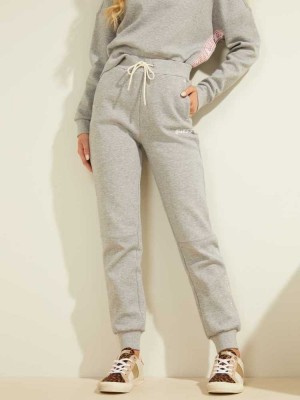 Light Grey Guess Contrast Logo Women's Joggers | 4507-SIEJP