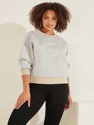 Light Grey Guess Eco Corina Logo Women's Sweatshirt | 3604-KPUSI