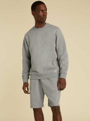 Light Grey Guess Originals Kit Crewneck Pullover Men's Sweatshirt | 4871-JBNVP