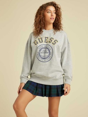 Light Grey Guess Originals Oversized Pullover Women's Sweatshirt | 8942-QWCDI