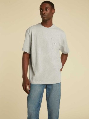 Light Grey Guess Originals Pocket Men's T-Shirts | 3587-AHIVP