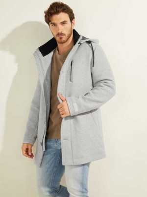 Light Grey Guess Urban Wool-Blend Men's Coats | 2193-LVGYJ