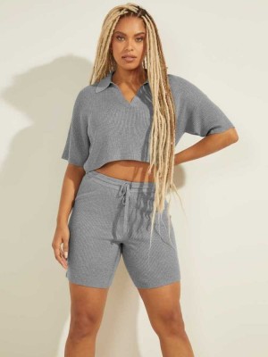 Light Grey Multicolor Guess Charli Oversized Polo Women's Sweaters | 1563-LHOTG