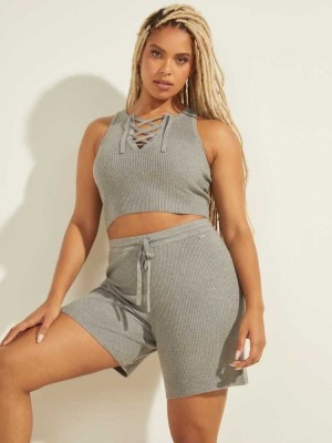 Light Grey Multicolor Guess Sydney Lace-Up Women's Sweaters | 2347-GOYXV