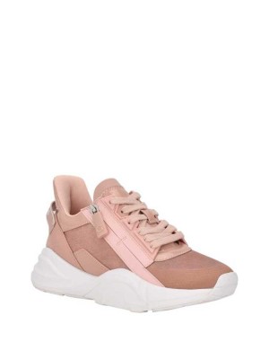 Light Pink Guess Bailian Side-Zip Women's Sneakers | 1604-QXVBY