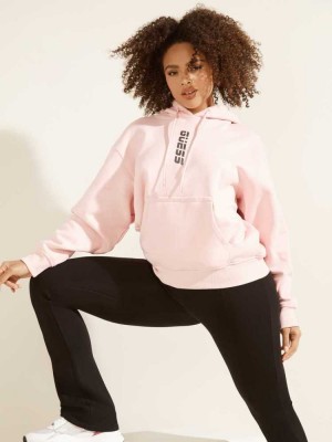 Light Pink Guess Eco Alisha Hooded Women's Sweatshirt | 7286-XYAMG