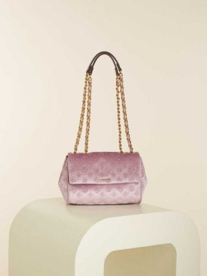 Light Pink Guess Kimi Logo Convertible Women's Crossbodies | 0462-RKNOE