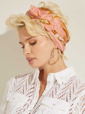 Light Pink Guess Quattro G Silk Women's Scarf | 4025-BSCHZ