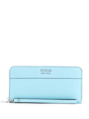 Light Turquoise Guess Katey Zip-Around Women's Wallets | 1056-LYATE