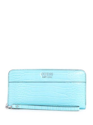 Light Turquoise Guess Katey Zip-Around Women's Crossbodies | 0946-VITWA