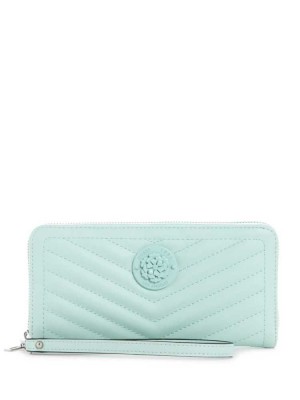 Light Turquoise Guess Lida Zip-Around Women's Wallets | 7239-GDHNB