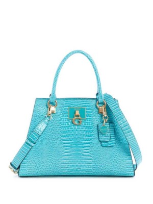 Light Turquoise Guess Stephi Girlfriend Women's Satchels | 0176-VHIDS