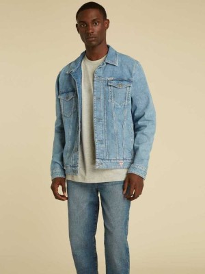 Light Wash Guess Originals Kit Denim Men's Jackets | 5376-VARNM