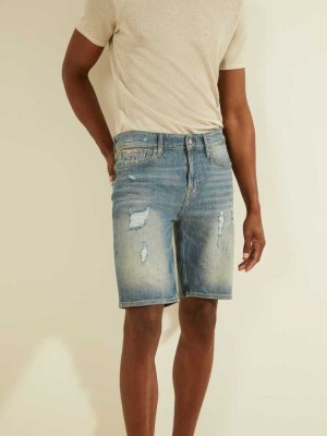 Light Wash Guess Slim Denim Men's Shorts | 8970-HCBFO