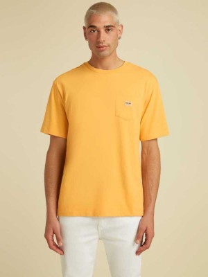 Mango Yellow Guess Originals Kit Pocket Men's T-Shirts | 6987-WXNMO