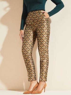 Multicolor Gold Guess Geometric Logo Women's Pants | 4637-JACOS