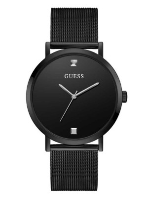 Multicolor Guess Black Mesh Diamond Analog Men's Watches | 8105-WDSHR