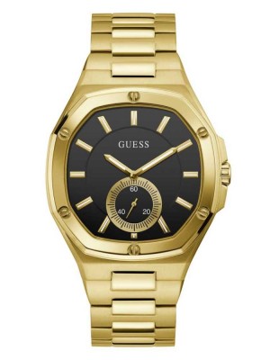Multicolor Guess Black and Gold-Tone Analog Men's Watches | 3426-TLYEM