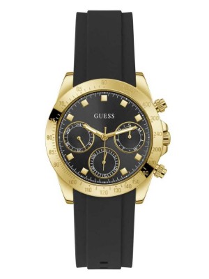 Multicolor Guess Black and Gold-Tone Chronographic Women's Watches | 3620-RFKXY