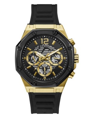 Multicolor Guess Black and Gold-Tone Multifunction Women's Watches | 5813-RTQAO
