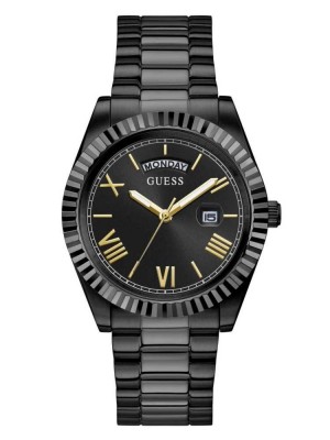 Multicolor Guess Connoisseur Black Analog Men's Watches | 4160-MHXUL