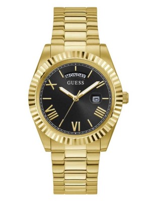 Multicolor Guess Connoisseur Gold-Tone and Black Analog Men's Watches | 5063-YBSEJ