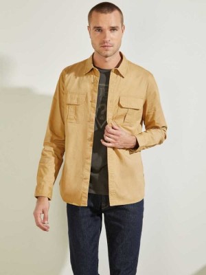 Multicolor Guess Dusty Twill Washed Milton Men's Shirts | 3796-GPKMB