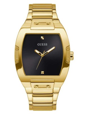 Multicolor Guess Gold-Tone Barrel Analog Men's Watches | 3296-YKDMN