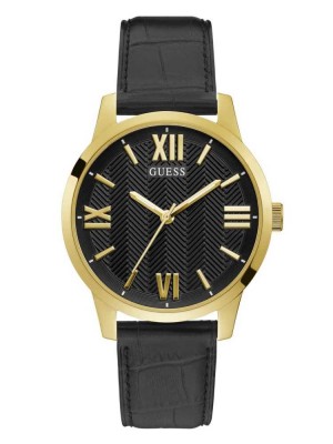 Multicolor Guess Gold-Tone Croc Strap Analog Men's Watches | 1390-MQGEU